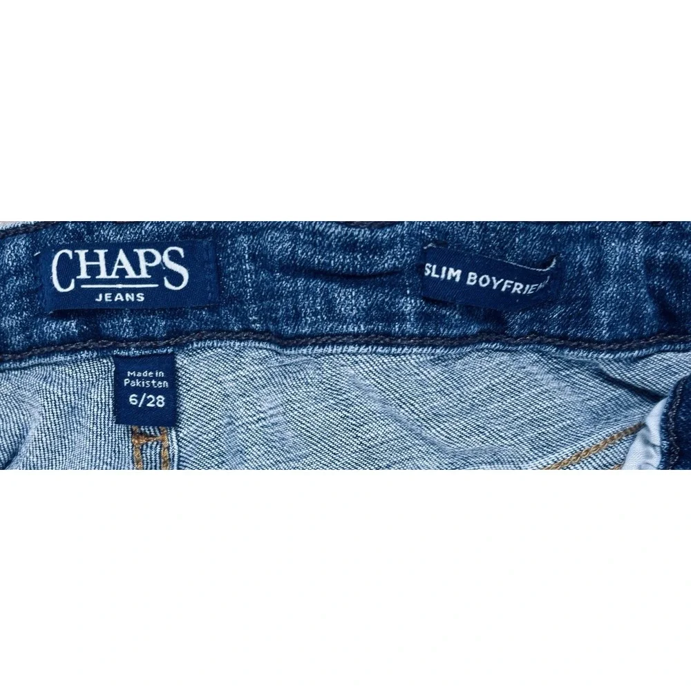 Chaps Women's Slim Boyfriend Stretch Denim Jeans Button/Zip/Elastic Waist 6/28